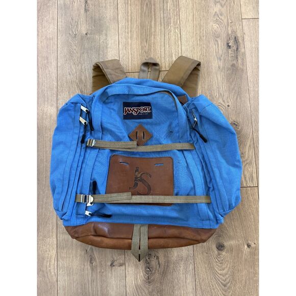 Jansport Other - JANSPORT Vintage 80s Leather Bottom Hiking Backpack Daypack Outdoors USA Blue